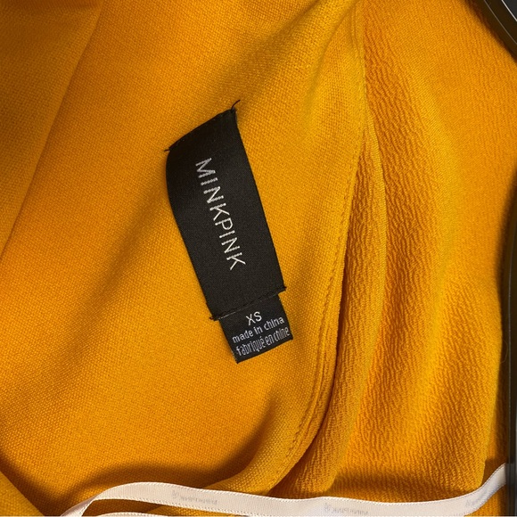 MinkPink one-shoulder mustard yellow ruffle dress - Picture 3 of 3